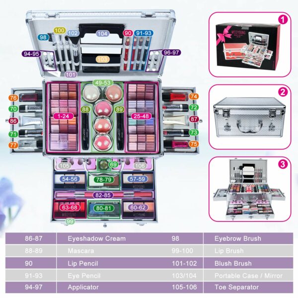 JasCherry All in One Make up Box Set Multi-purpose Cosmetic Storage Beauty Case