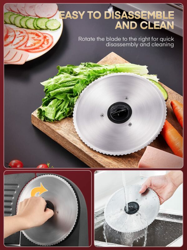 FOHERE Electric Meat Slicer Machine 200W for Home Use, with 2 Removable Stainless Steel Blade(Smooth/Serrated) and Food Pusher, Safety Switch, 0-15mm Thickness Adjustment, for Cheese, Bread