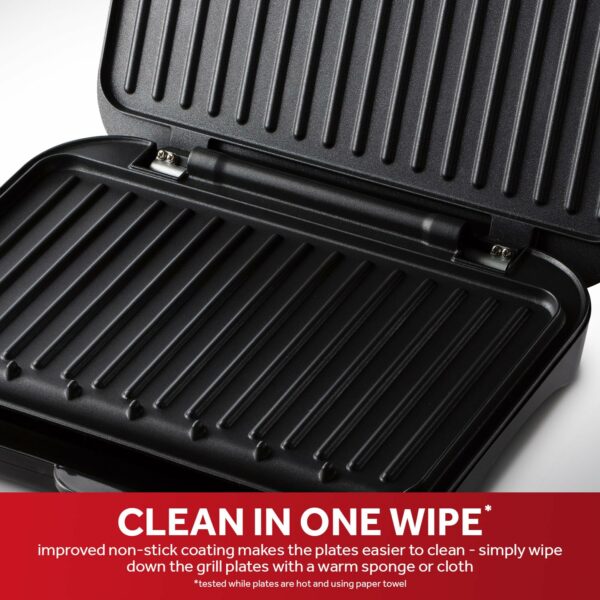 George Foreman Medium Electric Fit Grill [Non stick, Healthy, Griddle, Toastie, Hot plate, Panini, BBQ, Energy saving, Vertical storage, Easy clean, Drip tray, Ready to cook light] Black, 1630W 25810