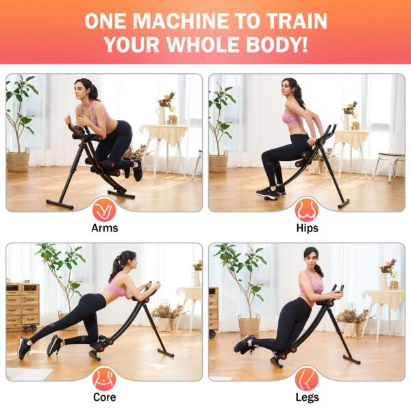 ZELUS Ab Machine for Home Gym, Core Strength Training Equipment for Home Fitness, Ab Crunch Coaster with 4 Intensities and Digital Display, Foldable Core Trainer for Abdominal Workout