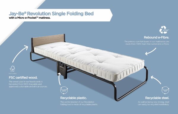 JAY-BE Revolution Folding Bed with Micro e-Pocket Mattress, Compact, Single