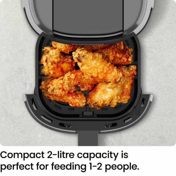 Chefman 2L Mini Air Fryer – Digital Space-Saving Compact Air Fryer with Nonstick and Dishwasher Safe Basket, Quick & Easy Meals in Minutes, Features Digital Timer and Shake Reminder – Grey