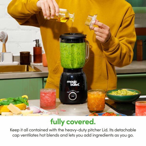 nutribullet magic bullet Large Capacity Jug Blender & Smoothie Maker in Black - Pulse & Blend Technology - Easy To Use - 600W Motor Base with 1.5L Pitcher