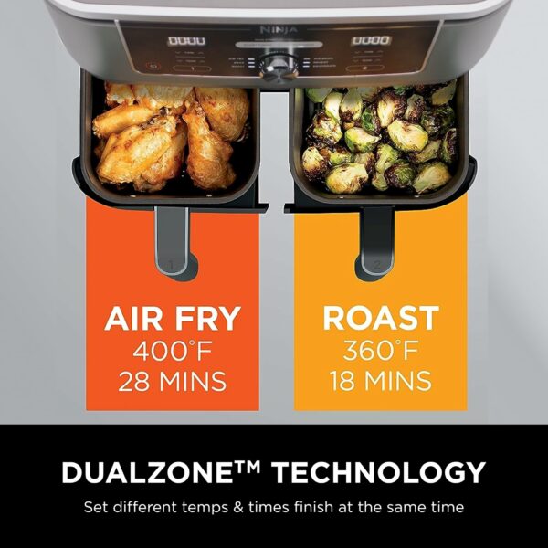 Ninja DZ401 Foodi 10 Quart 6-in-1 DualZone XL 2-Basket Air Fryer with 2 Independent Frying Baskets