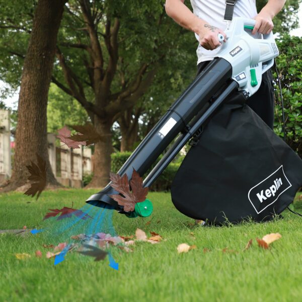 Keplin 3-in-1 Leaf Blower, Garden Vacuum & Mulcher - 3500W, 35L Collection Bag for Easy Clearing of Leafs, Debris & Waste in Garden, Patio & Drive with 10 Meter Cable, Shoulder Strap & Wheels