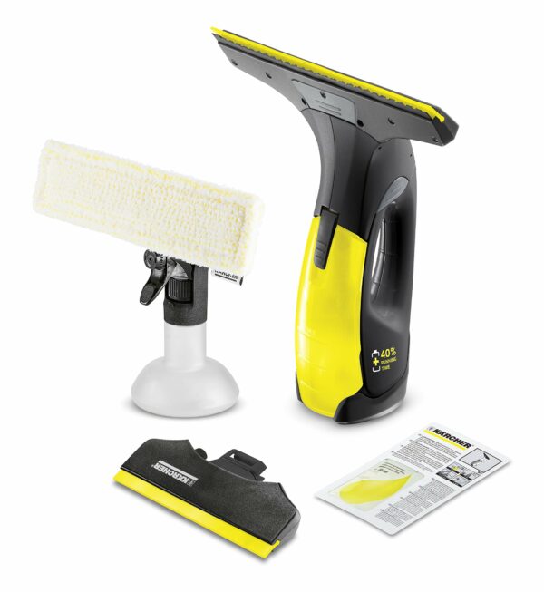 Kärcher battery window vacuum WV 2 Premium Black Edition (battery life: 35 min, 2 suction nozzles - narrow / wide, spray bottle with microfiber cover, window cleaner concentrate 20 ml)