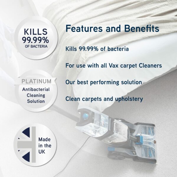 Vax Platinum Antibacterial 1.5L Carpet Cleaner Solution, Stain Remover Shampoo, Citrus Burst Scent
