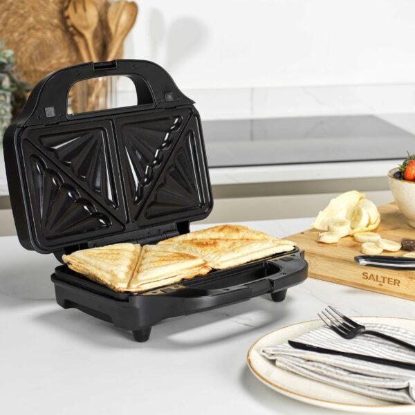 Salter 4-In-1 Snack Maker - Sandwich Toaster, Waffle Maker, Panini Press Grill, Omelette Maker, Removable Extra Large Deep Fill Hot Plates, Non-Stick, 900W, Auto Temperature Control, Stay Cool Handle