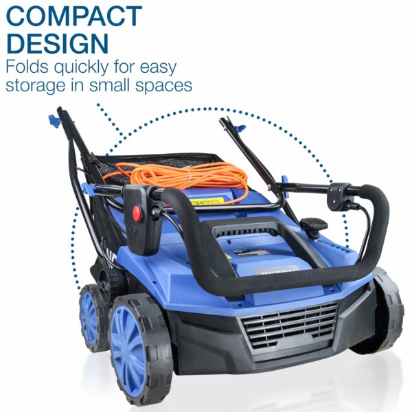 Hyundai 1800w Electric Lawn Scarifier/Aerator/Lawn Rake, 230v, 380mm Working Width, 5 Heights, 45l Grass Box