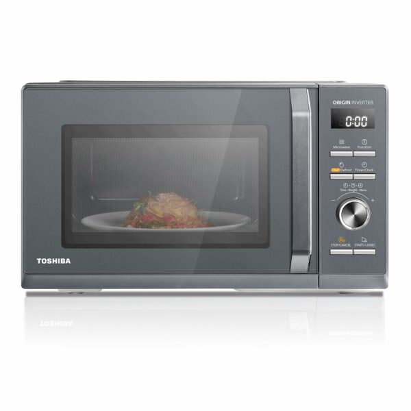 Toshiba 25L 3-in-1 900W Microwave Oven in a Stunning Sleek Morandi Grey Colour, With Origin Inverter, Chef Defrost, Microwave, Grill, Combi, 10 Power Levels, 7 Auto Menus, Easy Clean, MW3-AG25PFI(MG)