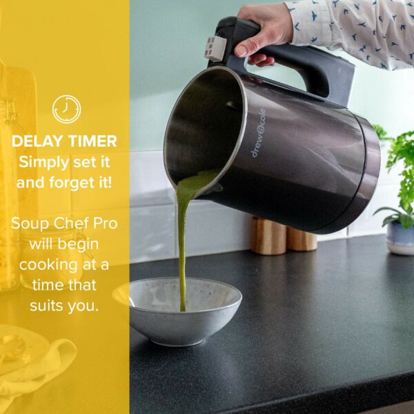 Drew&Cole Soup Chef Pro 1.6L 1000W- Stainless Steel Soup Maker with 8 Functions - Delay Timer Setting - Digital LED Display - 5 Large Servings - Self-Cleaning - Cooks, Steams, Blends & Sautes