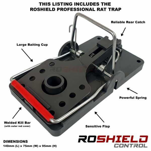 ROSHIELD 2 x Rat Traps - Professional Quality & Heavy Duty Pest Control Traps for Instant Kill - Large Reusable & Easy Set Rodent Solution