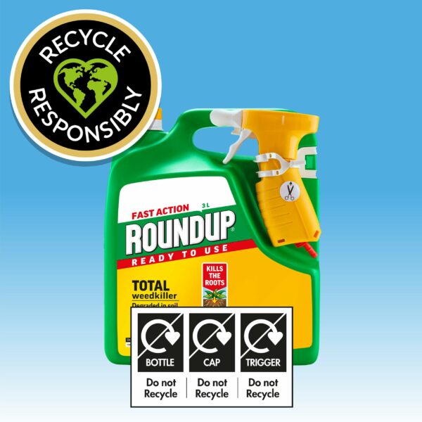 Roundup Fast Action Weedkiller, Ready to Use, Manual Spray, 3 Litre