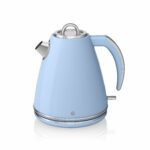 Swan SK24030BLN Retro Jug Kettle, Cordless Design, Stainless Steel, 3kW, 1.5 Litre, Blue