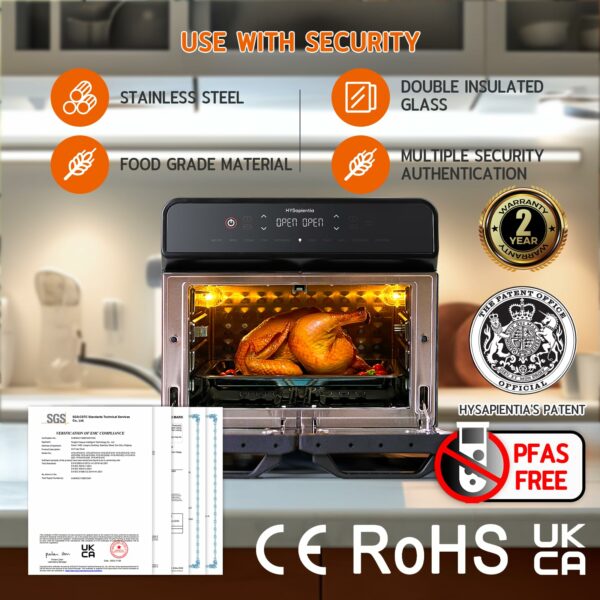 HYSapientia® 22L Dual Zone Air Fryer Oven With Rotisserie,Large Double Air fryers Mini Oven Digital 2400W 10 in 1 Airfryer Countertop Convection Oven electric and grill,Stainless Steel,13 Accessories…