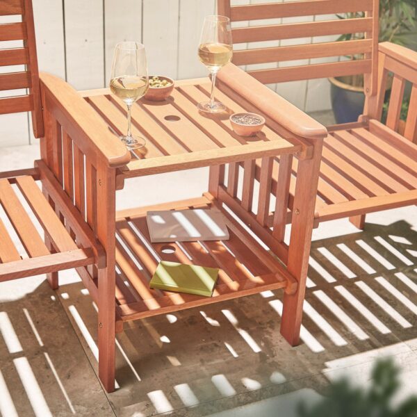 VonHaus Love Seat for Garden - 2 Seater Jack and Jill Love Seat Patio Set - 2 Person Hardwood Garden Loveseat - Companion Set