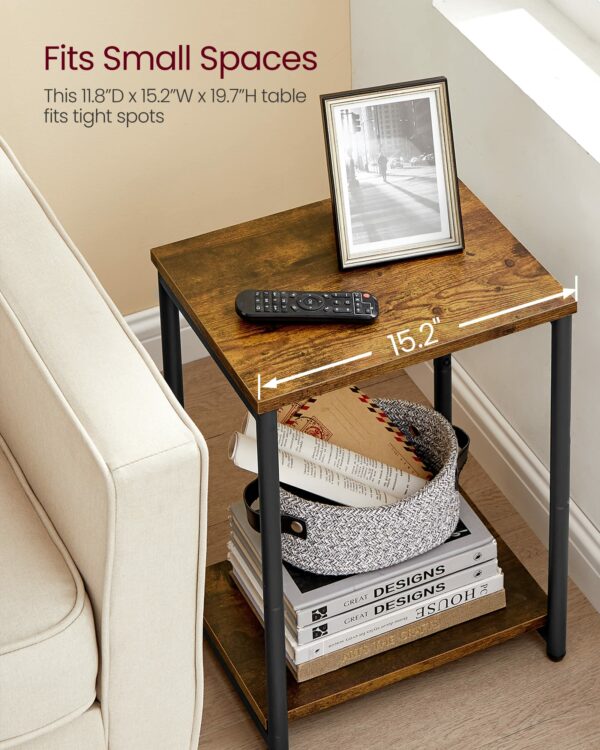 Vasagle Set of 2 Side Tables, 2-Tier Sofa Side Tables, Bedside Tables with Steel Frames