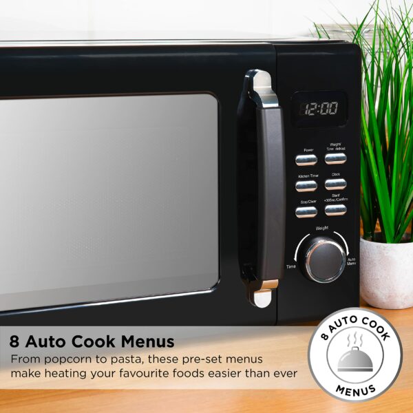 Russell Hobbs RHM2026B STYLEVIA 20 Litre 800 W Black Digital Microwave, 5 Power Levels, Mirror Finish, 8 Auto Cook Settings