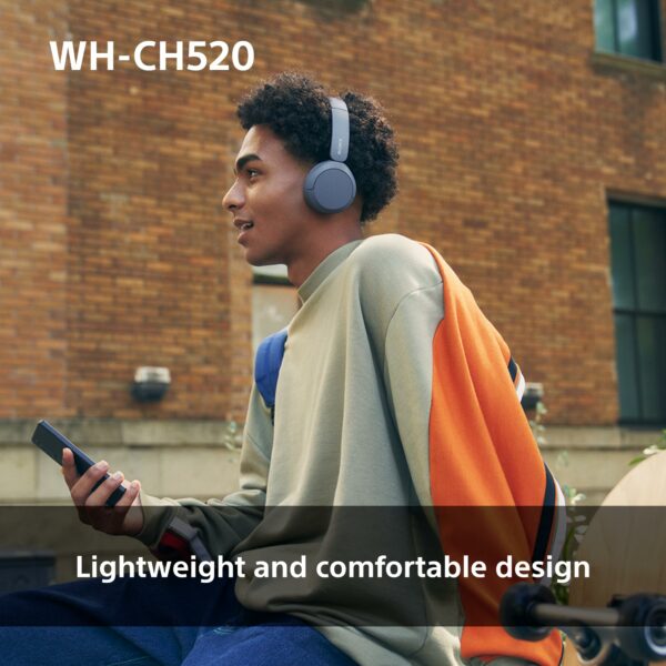 Sony WH-CH520 Wireless Bluetooth On-Ear Headphones, High Quality Sound, Lightweight Design, Up to 50hr Battery Life, Quick Charge, EQ, Clear Call Quality, iOS & Android - Black