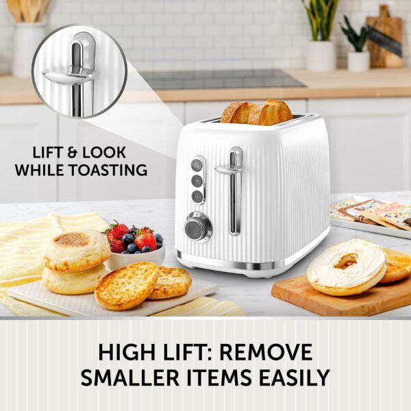 Breville Bold White 2-Slice Toaster with High-Lift and Wide Slots | White and Silver Chrome [VTR037]