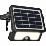 Luceco Solar Powered LED Outdoor Floodlight with PIR Motion Sensor, Security Light, Exterior Lighting, Angular Design, Adjustable, Guardian, Black, IP65, 5W, 550lm, 4000K, LEXSF6B40