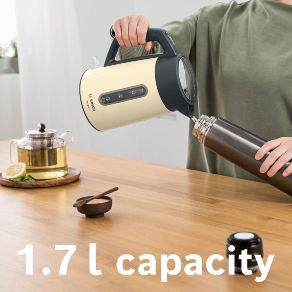 Bosch DesignLine Plus TWK4P437GB Stainless Steel Cordless Kettle,1.7 Litres, 3000 W - Cream