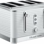 Russell Hobbs Inspire 4 Slice Toaster (Extra wide slots, High lift feature, 6 Browning levels, Frozen/Cancel/Reheat function with Blue LED illumination, 1800W, White textured high gloss) 24380