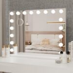 YOURLITE Hollywood Vanity Mirror with Lights, 80×62cm Lighted Makeup Mirror with 18 Dimmable Led Bulbs, 3 Lighting Modes, Touch Screen Control, Tabletop and Wall Mounted for Bedroom