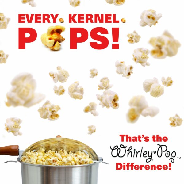 Original Whirley Pop Popcorn Maker - Wabash Valley Farms Gourmet Popcorn Popper, Aluminum Popcorn Pot With Nylon Gears, 3-Minute Stove Top Nostalgia Popcorn Maker (Silver)