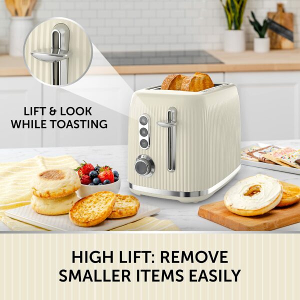 Breville Bold 2 Slice Toaster with High-Lift & Wide Slots | Cream & Silver Chrome [VTR003]