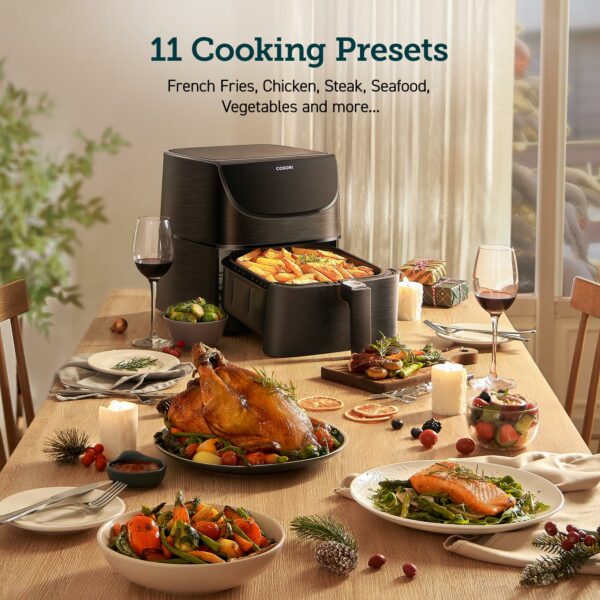 COSORI Air Fryer 5.5L Capacity,Oil Free, Energy and Time Saver with 11 Presets with 100 Recipes Cookbook, Non-Stick, Dishwasher Safe Basket,1700-Watt, CP158-AF, Black
