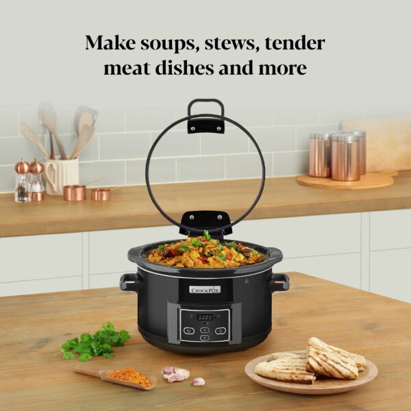 Crock-Pot Lift and Serve Digital Slow Cooker with Hinged Lid and Programmable Countdown Timer | 4.7 L (up to 5 People) | Energy Efficient | Black [CSC052]