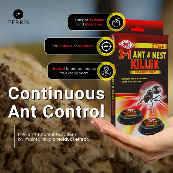 FERRIS | 2pk Ant Killer Bait Station Destroys Ants and their Nests | Ant Traps used Indoors, Kills Ant Colonies Use at Home & Garden | Strongest Control System - Clean and Easy to Use, Creates No Mess