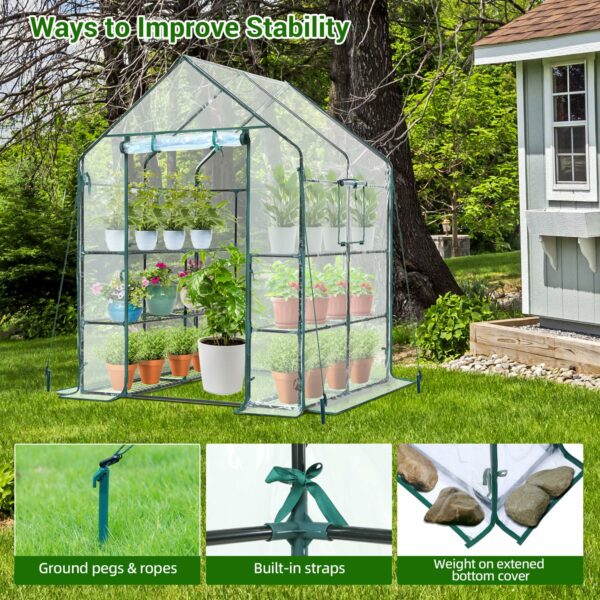 Ohuhu Plastic Greenhouse with Improved Transparent PVC Cover, Portable Walk in Plant Green House, 3 Tiers 12 Shelves Stands Small Greenhouses Backyard Green Houses for Outside Heavy Duty