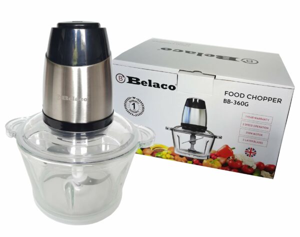 Food Processor Blender Mixer Chopper Meat 2L Glass Bowl Vegetable Grinder Fruits Nut Multi-Functional Sharp Steeliness Steel Blade