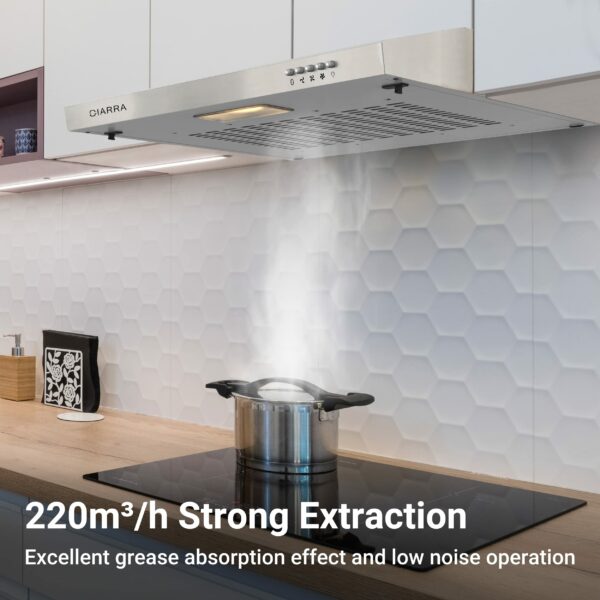 CIARRA 60cm Visor Cooker Hood Undercabinet Hoods Stainless Steel Wall Mounted Kitchen Extractor Fan Model CBCS6903