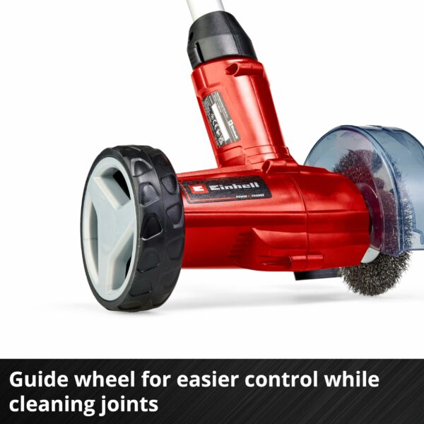 Einhell Power X-Change 18V Cordless Grout Cleaner With Battery and Charger - Adjustable Telescopic Long Handle, Replaceable Brushes (Nylon And Steel Included) - GE-CC 18 Li Patio Cleaning Kit