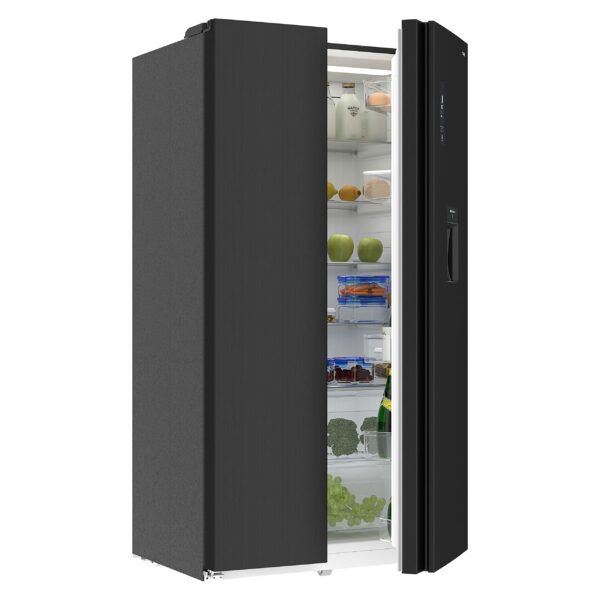 Chiq American fridge freezer FSS559NEI42D, 559 litres, inverter compressor, ventilated cold, frost free, dark inox, E, 39db, water dispenser 5 liters