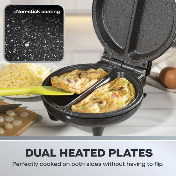 Daewoo Deep Fill Omelette Maker, Dual Non-Stick Plates, Electric 750W Omelette Cooker, Fast, Fluffy Homemade Omelettes – Compact & Easy Clean Breakfast Appliance