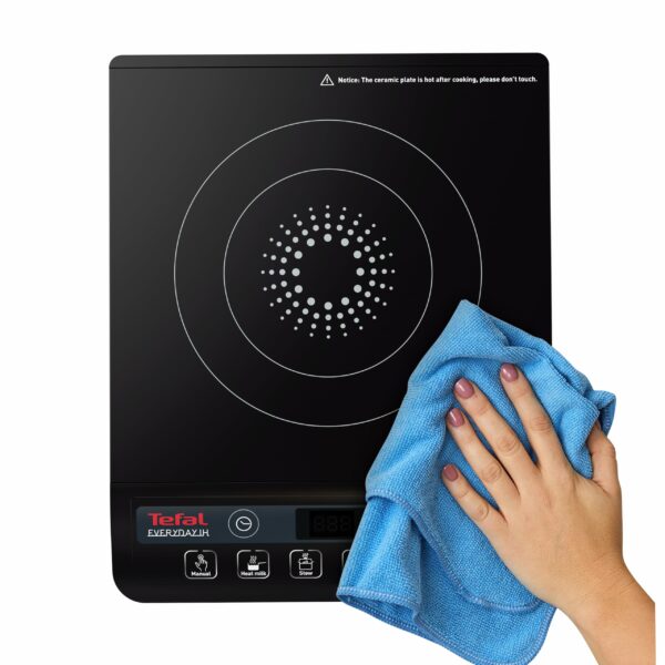 Tefal Everyday Portable Electric Induction Hob, 2 hours timer, 6 functions, 9 power level, 2100W, Kitchen, Student, Cooking, Caravan, Party, Black, IH201840