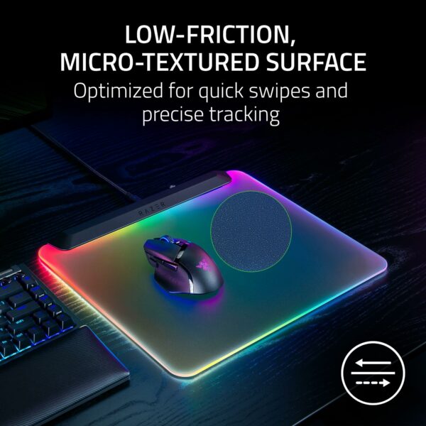 Razer Firefly V2 Pro - RGB backlit gaming mouse mat - Integrated USB Port (15 Zone LED Lighting, Micro-etched Textured Surface for Optimal Tracking, Detachable USB-C Cable) Black