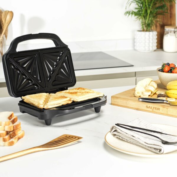 Salter Sandwich Toaster – Non-Stick, Deep Fill Toastie Maker, Cook 2 Toasted Sandwiches Together, 4 Slice Grill Press