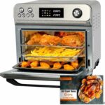 HYSapientia® 24L Air Fryer Oven With Rotisserie Large XXL Digital Knob 1800W 10 in 1 airfryer Countertop Convection Mini Toaster Oven electric and grill, Stainless steel inner, Full Accessory Set