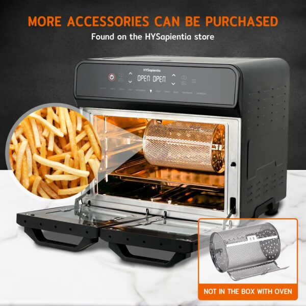 HYSapientia® 22L Dual Zone Air Fryer Oven With Rotisserie,Large Double Air fryers Mini Oven Digital 2400W 10 in 1 Airfryer Countertop Convection Oven electric and grill,Stainless Steel,13 Accessories…