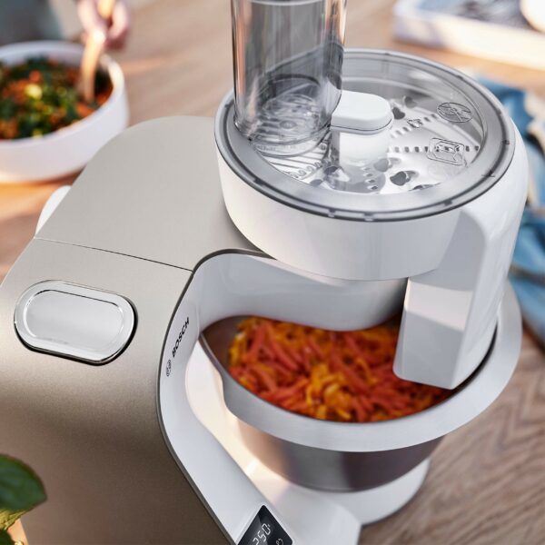 Bosch CreationLine 7 in 1 Stand Mixer MUM58259 with 11 accessories, 7 Speeds, dough hook, whisk, beater, blender, juicer, mincer, shredder, 1000W, AMAZON EXCLUSIVE - White/Silver