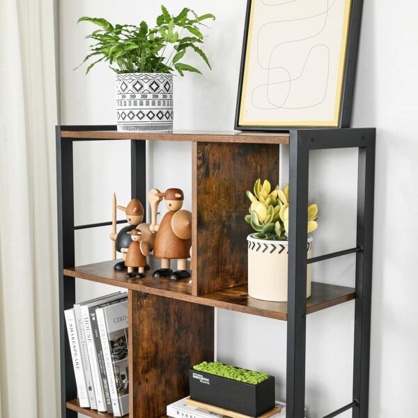 Vasagle Bookshelf, Storage Shelf, Large Bookcase with Doors, 4 Shelves, Stable Steel Structure, Industrial Style