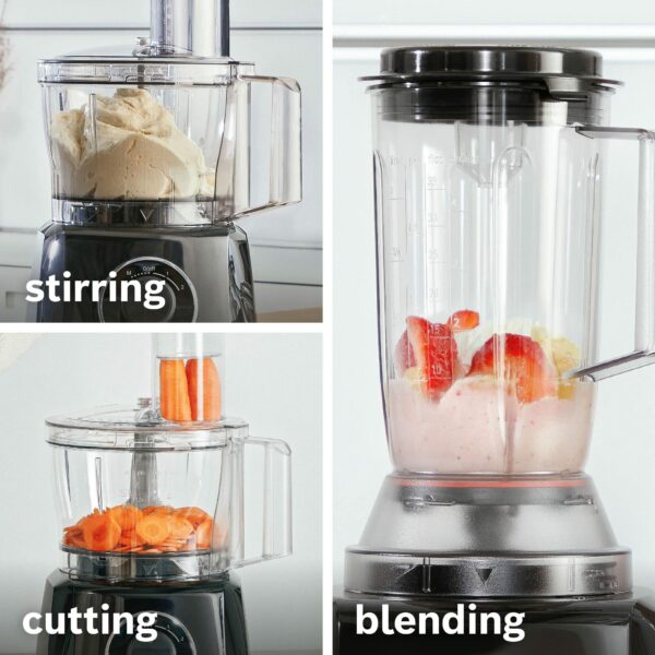 Bosch MultiTalent 3 MCM3201BGB 800W 2.3L Food Processor with 2 speeds, 1 litre blender and/Slicing/Grating/Beating attachments. - Black