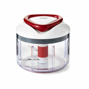 Zyliss E910015 Easy Pull Food Processor | 750ml Capacity | Plastic/Stainless Steel | White/Red | Manual Handheld Food Chopper/Slicer/Blender With Pull Cord | Dishwasher Safe | 5 Year Guarantee
