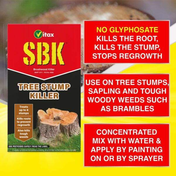 SBK Tree Stump Killer, Treats Up to 8 Stumps, Kills Roots, Easy To Use - 250ML