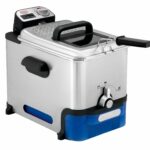 Tefal Deep Fryer Oleo Clean Pro, 3.5 Litre Oil Capacity, Oil Storage Box, Easy Cleaning, Stainless Steel, 1.2 kg, 6 Portions, Chips, Fried Chicken 2300W F58-M2, Grey/Blue